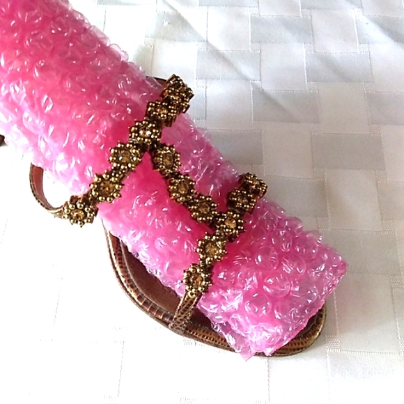 RARE Giuseppe Zanotti Topaz Jeweled Metallic Leather Kitten Heel Sandals VINTAGE - Picture 5 of 16